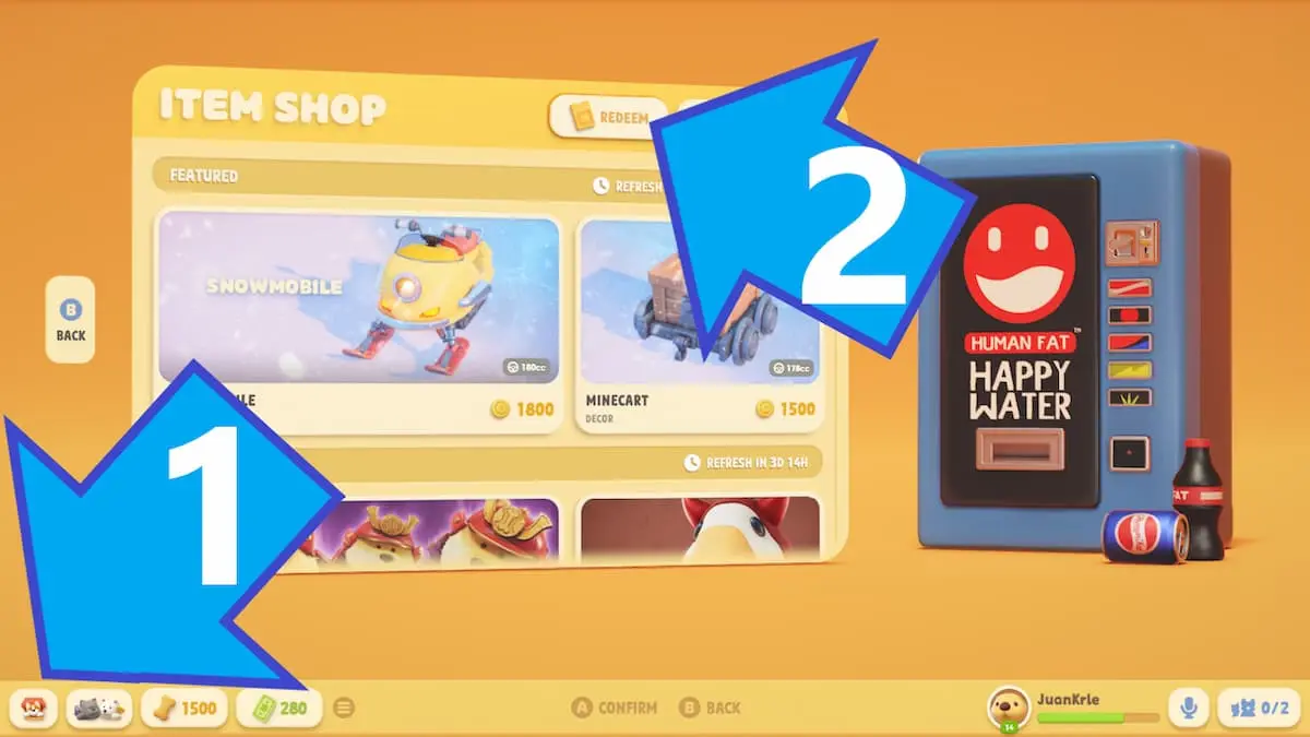 Chọn mục Item Shop sau đó nhấn vào nút Redeem