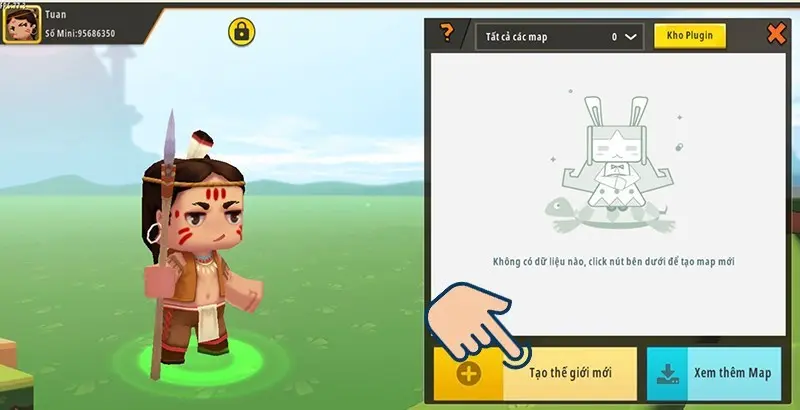 Chọn Tạo thế giới mới để bắt đầu thiết lập bản đồ và chế độ chơi