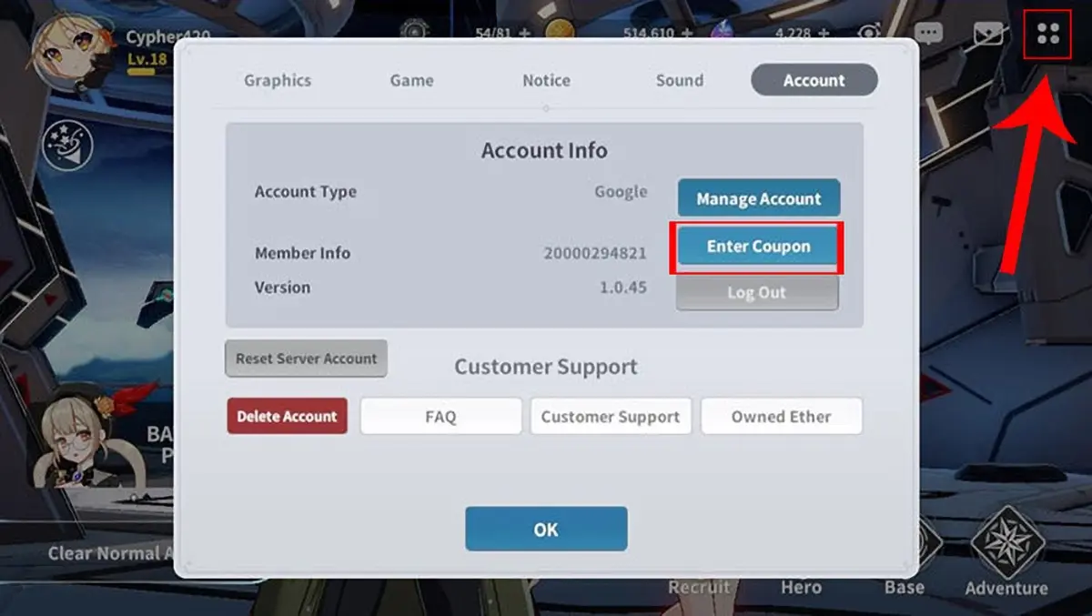 Nhấn vào “Enter Coupon”