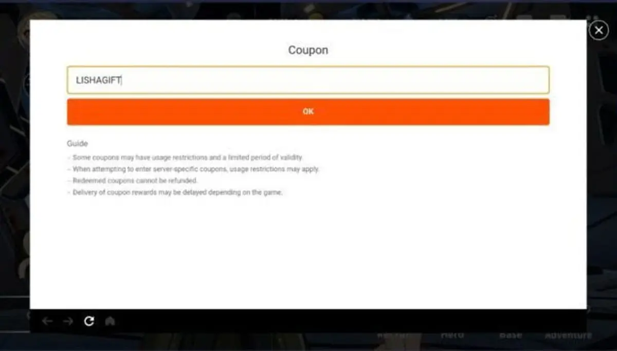 Nhập code vào ô và nhấn chọn “OK”