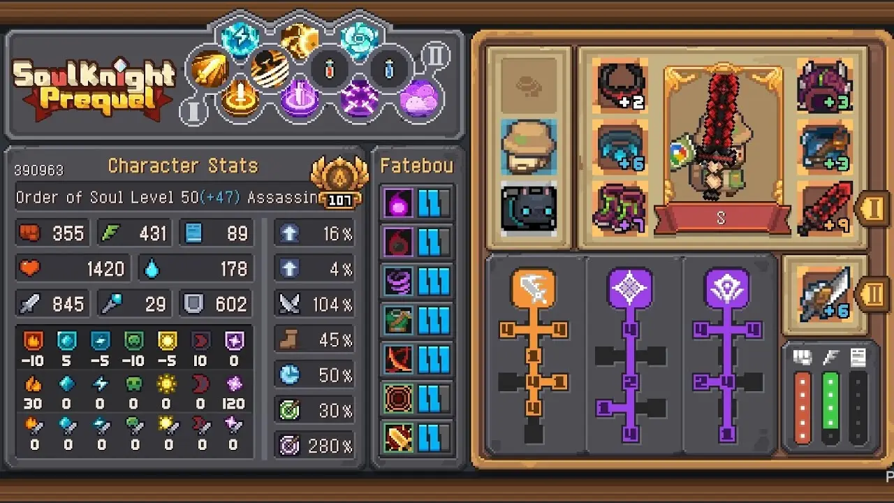 Game Soule Knight Prequel sở hữu hệ thống và vật phẩm đa dạng cho phép game thủ tham gia xây dựng nhân vật ưu thích