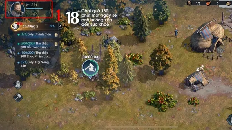 Đăng nhập vào tài khoản Viking Rise và nhấn vào biểu tượng nhân vật