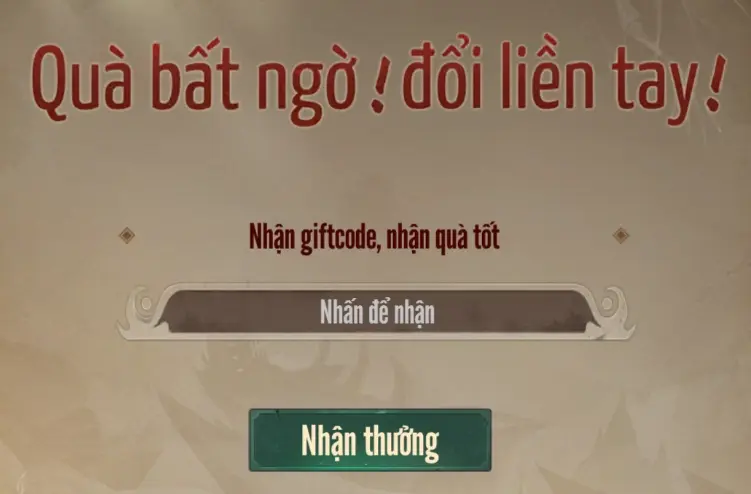 Nhập chính xác giftcode Huyền Thoại Phục Yêu, bấm Nhận thưởng