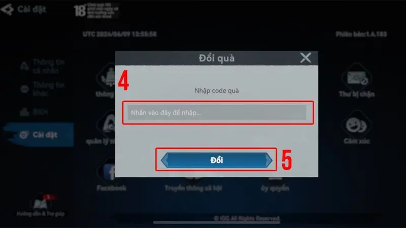 Nhập chính xác mã code Viking Rise vào ô trống, bấm Đổi để xác nhận