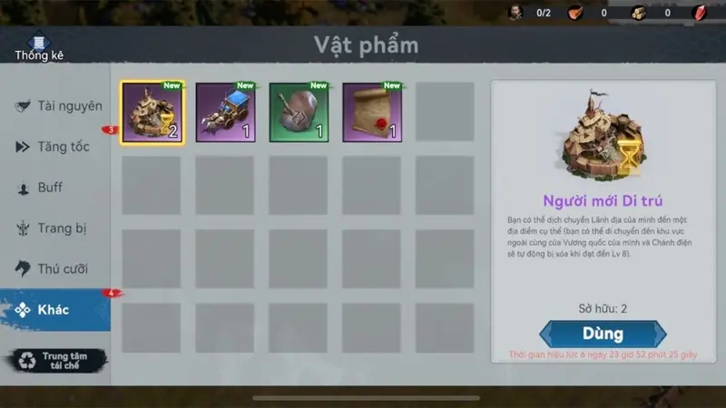 Phần thưởng sẽ được gửi trực tiếp về Hộp thư trong game