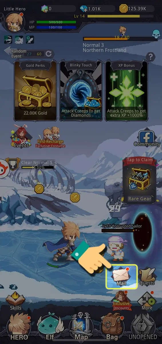 Quay trở lại giao diện chính và nhấn vào biểu tượng Mail