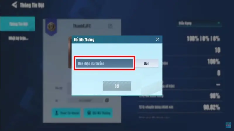 Tìm và chọn mục “Đổi Mã Thưởng”