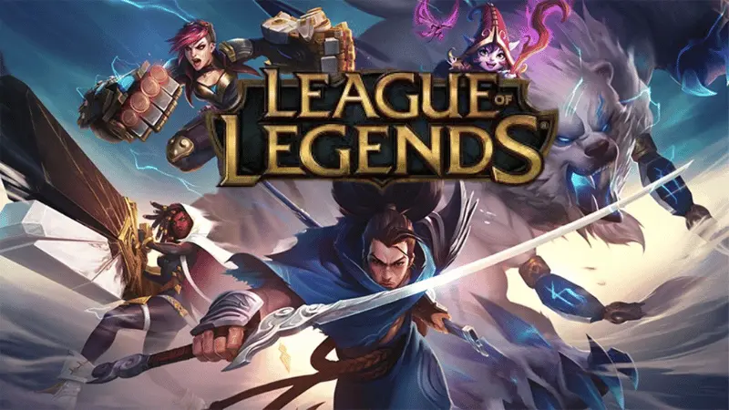 Elon Musk bất ngờ thách thức các cao thủ LMHT đối đầu AI mới Grok 5 2 Poster game League of Legends (Liên Minh Huyền Thoại), hiển thị các nhân vật Yasuo, Vi, Volibear và Lulu