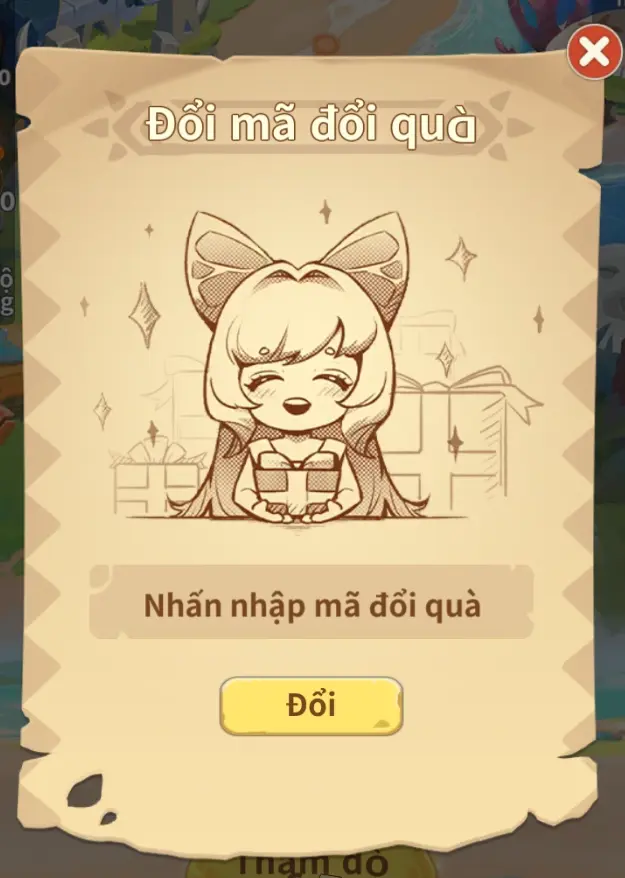 Bước 3 nhập mã đổi quà và chọn “Đổi” 