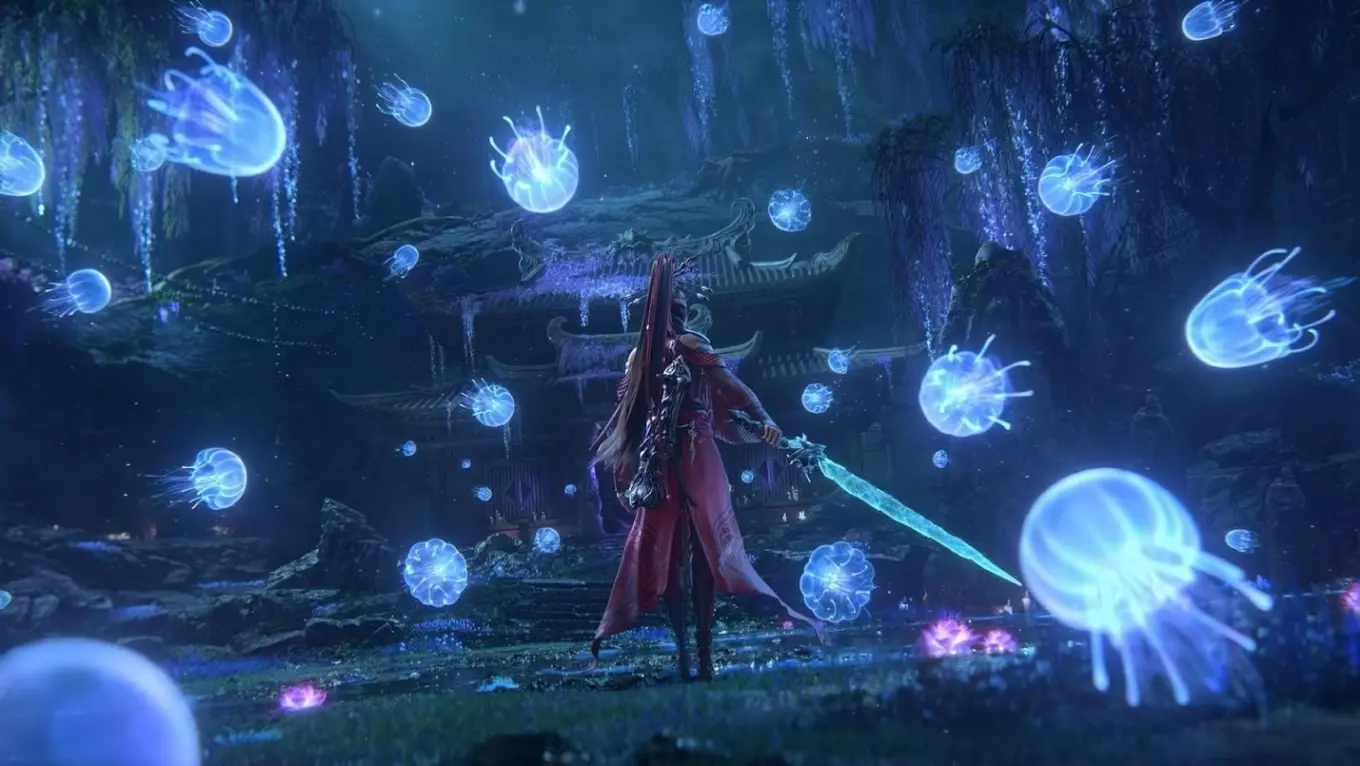 Bối cảnh game mang đậm phong cách kiếm hiệp phương Đông với núi non, thành quách và kiến trúc cổ kính