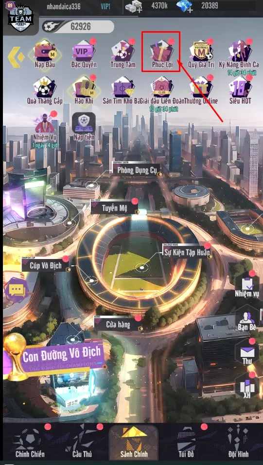 Bước 1 vào “Sảnh chính và chọn “Phúc lợi”