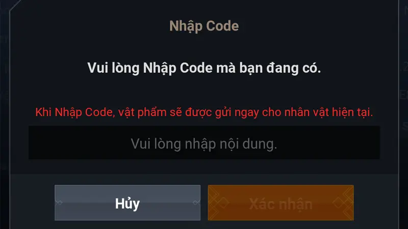 Bước 3 chọn “Nhập Code” và chọn "Xác nhận"