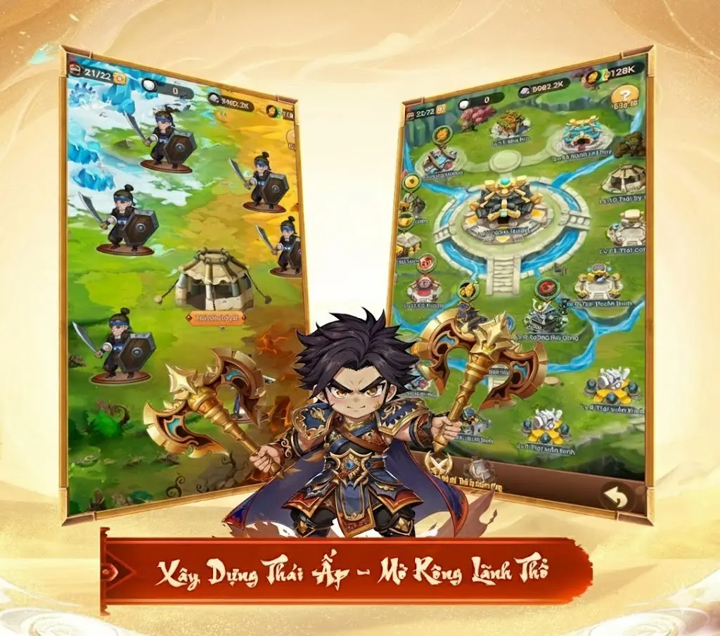 Game thủ có thể mở rộng lãnh thổ và xây dựng thái ấp trong game Tam Anh 3Q