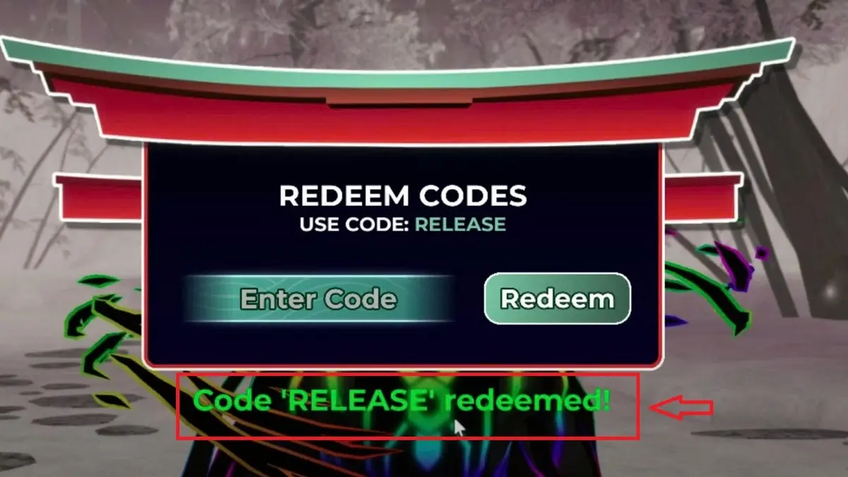 Màn hình sẽ hiển thị “Code ‘RELEASED’ redeemed” nếu nhập mã code thành công