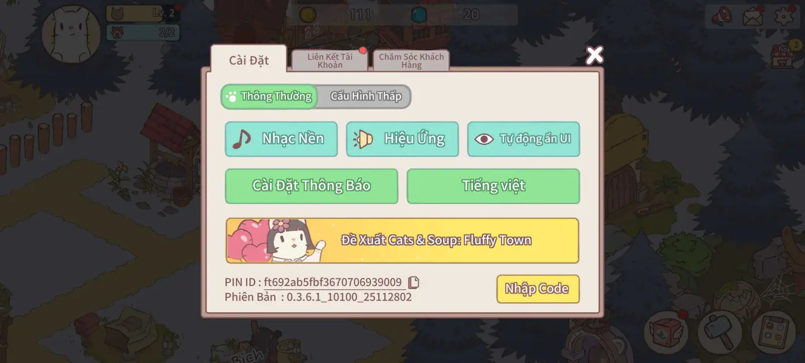 Bước 2 chọn mục “Nhập code” trong “Cài đặt”