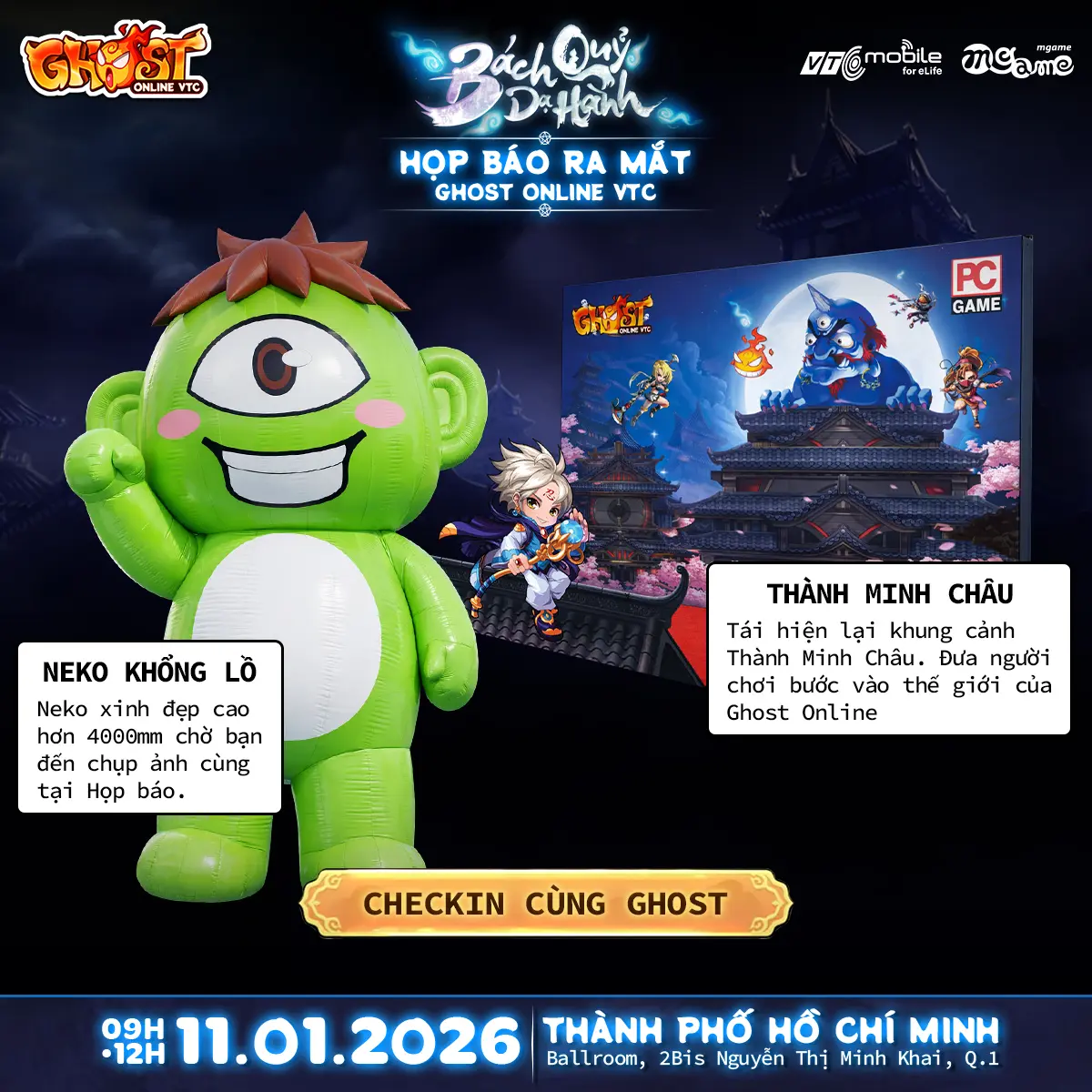 Ghost Online PC ấn định ngày ra mắt, mở họp báo Bách Quỷ Dạ Hành 4 Họp báo có nhiều hoạt động bên lề như cosplay, minigame,...