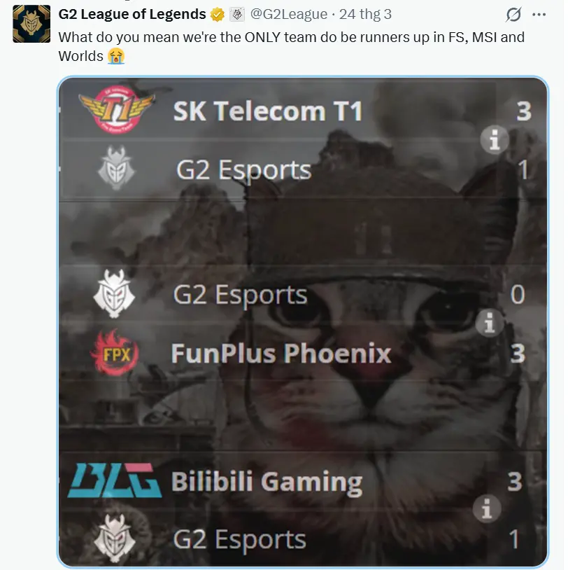 G2 tỏa sáng tại First Stand 2026 nhưng tiếp tục về nhì 2 G2 là đội đầu tiên về nhì ở tất cả các giải quốc tế do Riot tổ chức